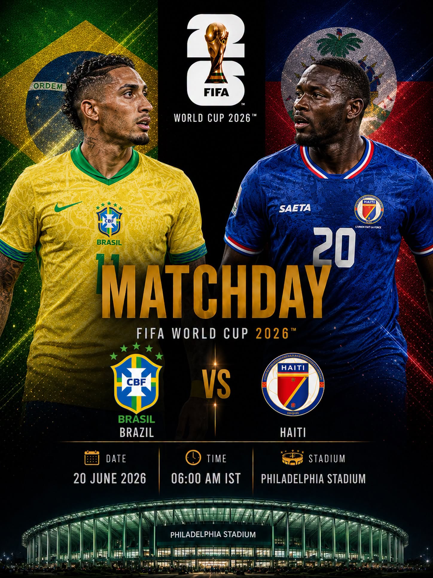  FIFA World Cup (2026) Brazil Vs Haiti 19 june 2026