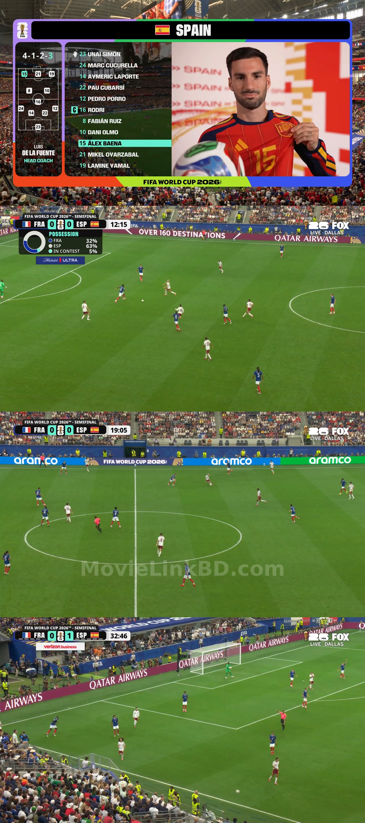 Screenshot of FIFA World Cup  Semi Finals | France vs Spain (2026) &bull; English on MovieLinkBD